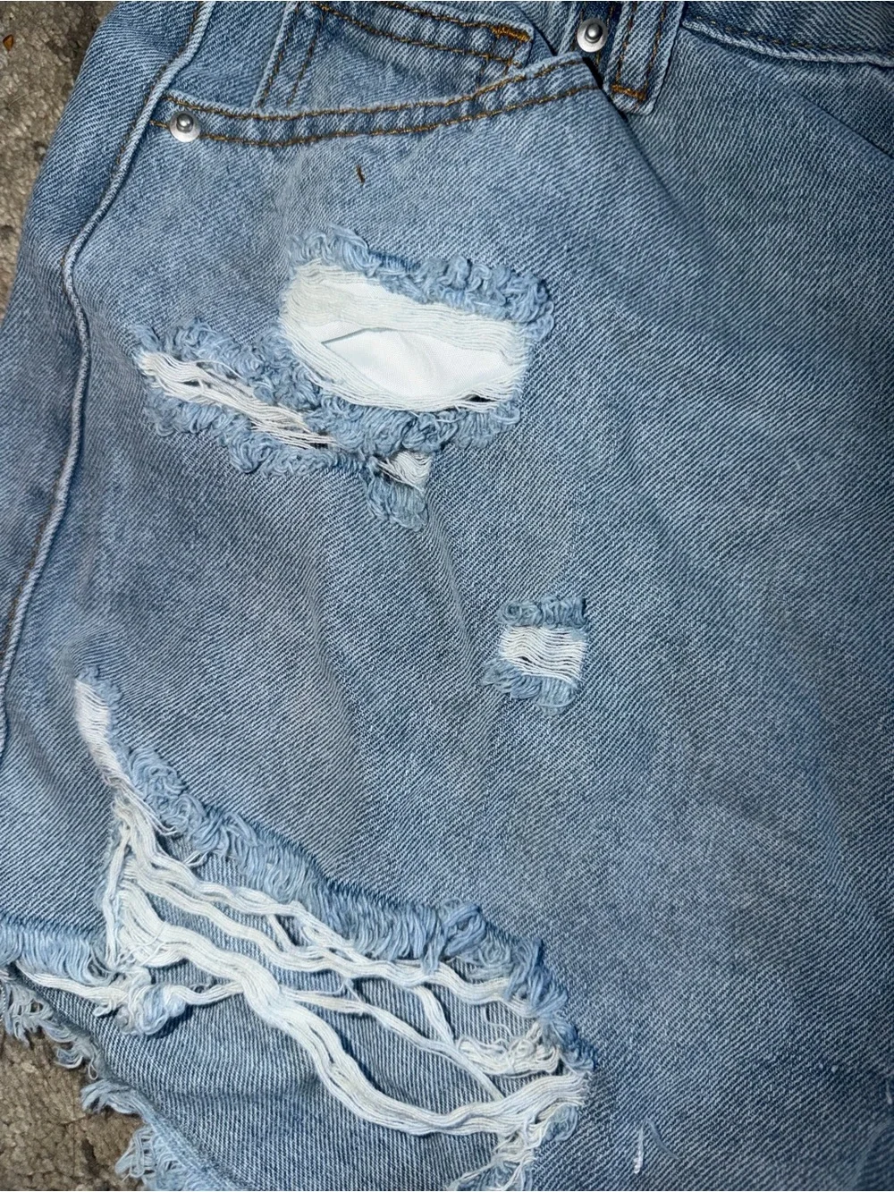 SHEIN Light Blue Distressed Denim Cutoff Shorts